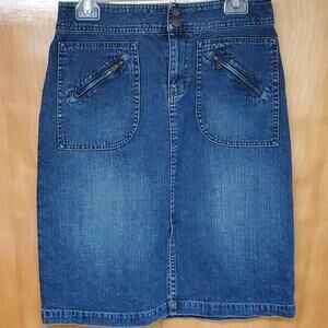 Lauren Jeans (Ralph Lauren) 6 denim skirt front pockets *